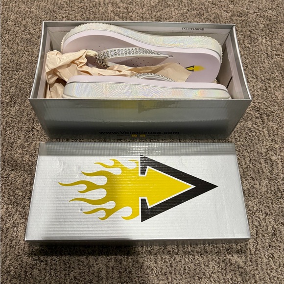 Volatile White Rhinestone Sandals - Picture 3 of 6